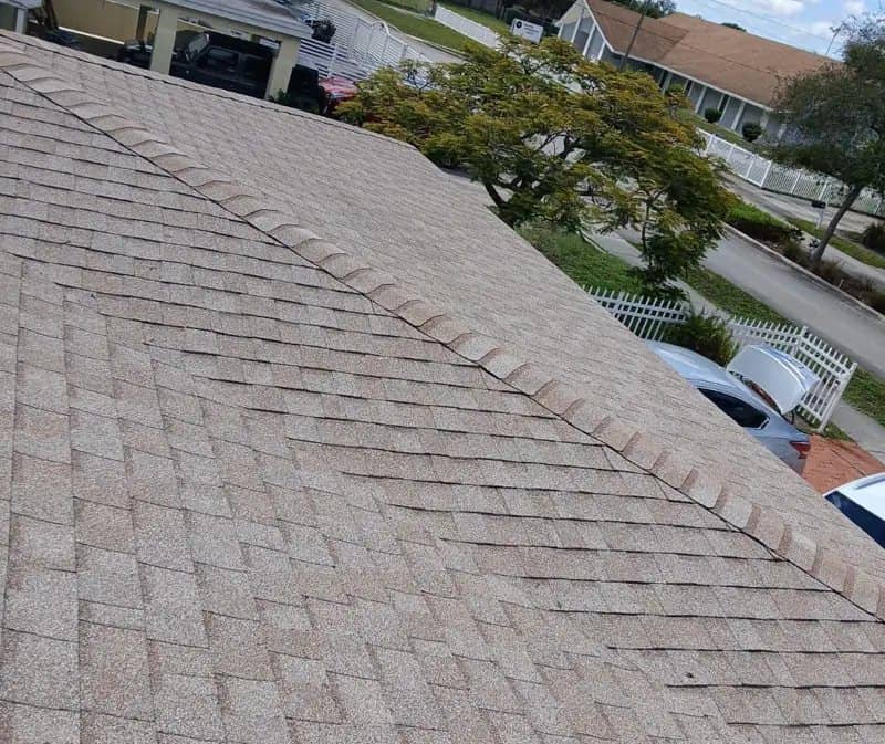 Close-up of a new architectural asphalt shingle roof