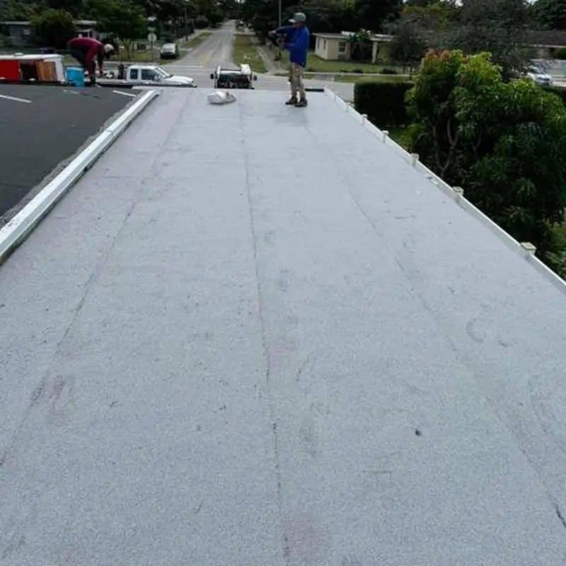Gray flat roof membrane after repair