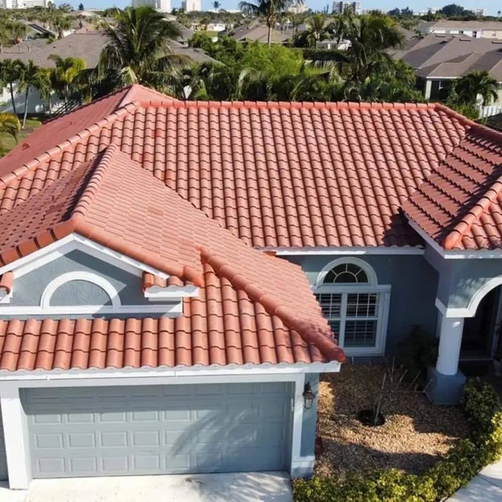 Terracotta tile roof on a home in Palm Beach