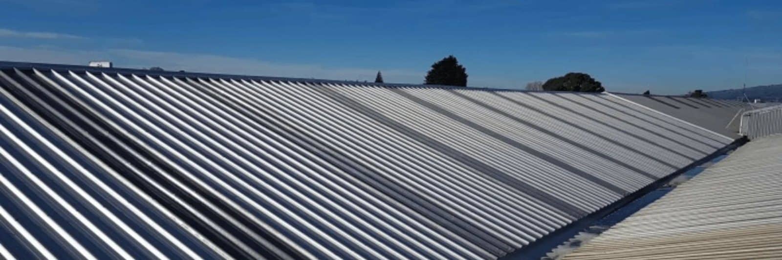 Metal roof on a commercial building