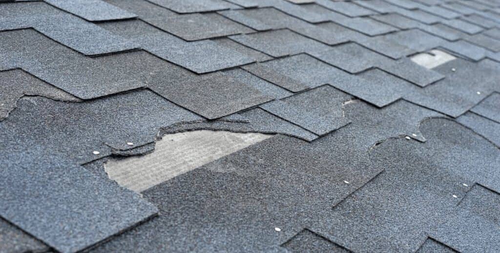 Shingles damaged by hail